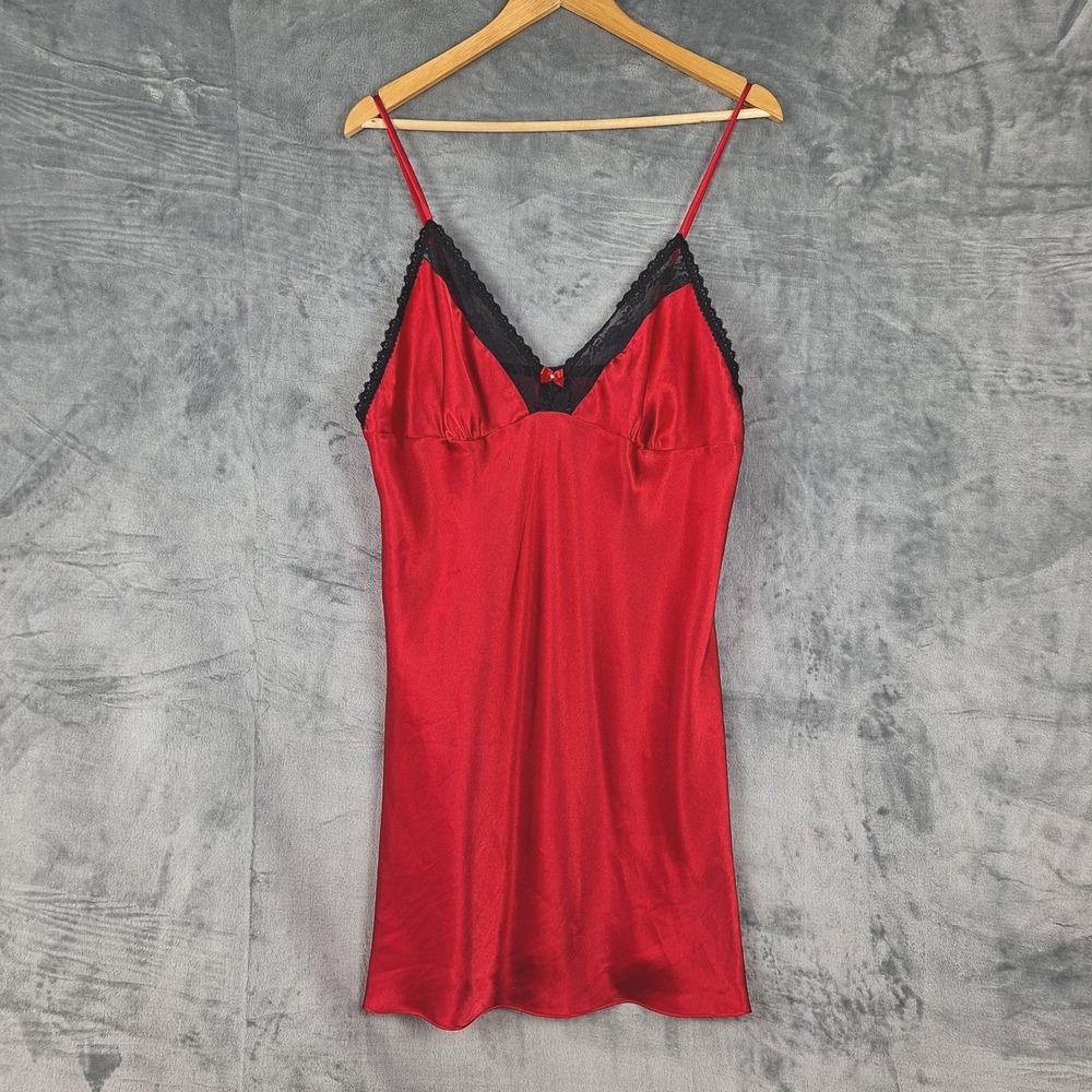 Womens Slip Dress XXL Red Satin Babydoll Y2K Coquette Fairy Whimsigoth Vamp Sexy